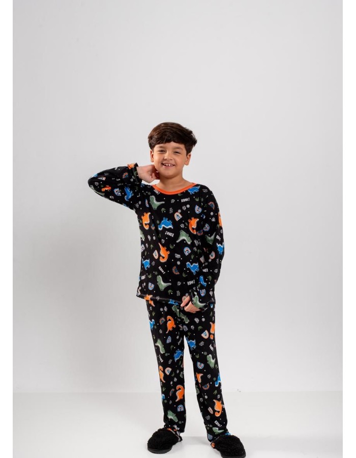 Pigama manga longa estampado masculino 