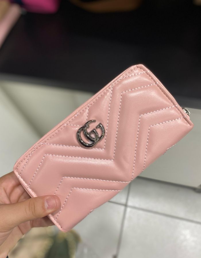 CARTEIRA COM ZIPER GUCCI BORDADO ZIG ZAG