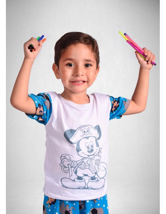 Babydoll infantil de colorir manga curta e shorte masculino 