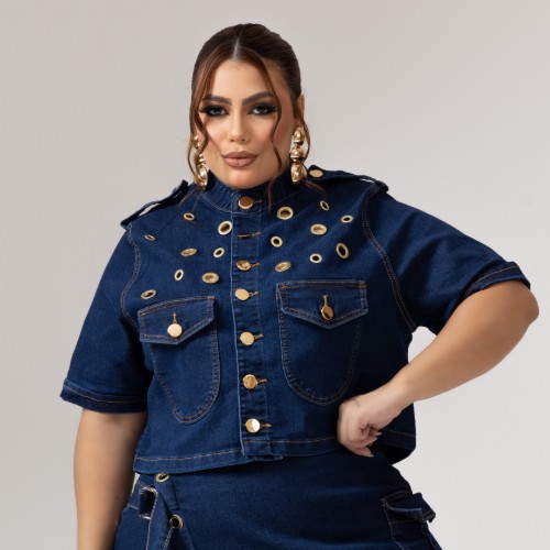 BLUSA DISTROY LYCRA COM ILHOES DOURADOS