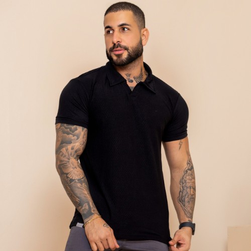 Camisa polo v suedine