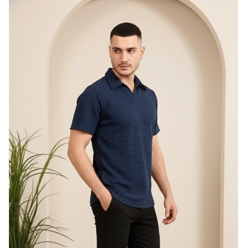 CAMISA GOLA V TEXTURIZADA 