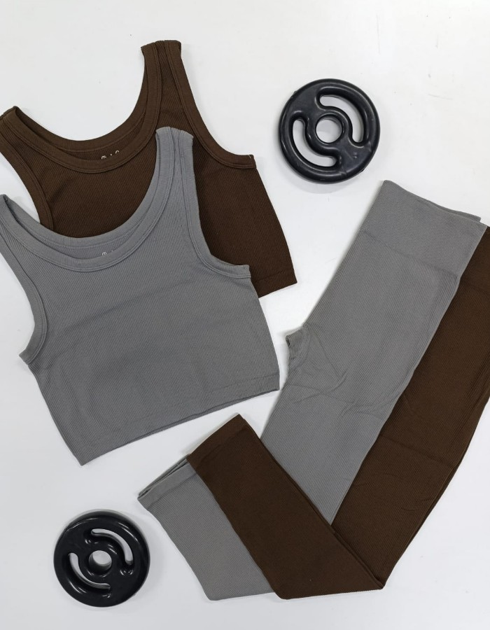 CONJUNTO CALÇA BLUSA REGATA CANELADO