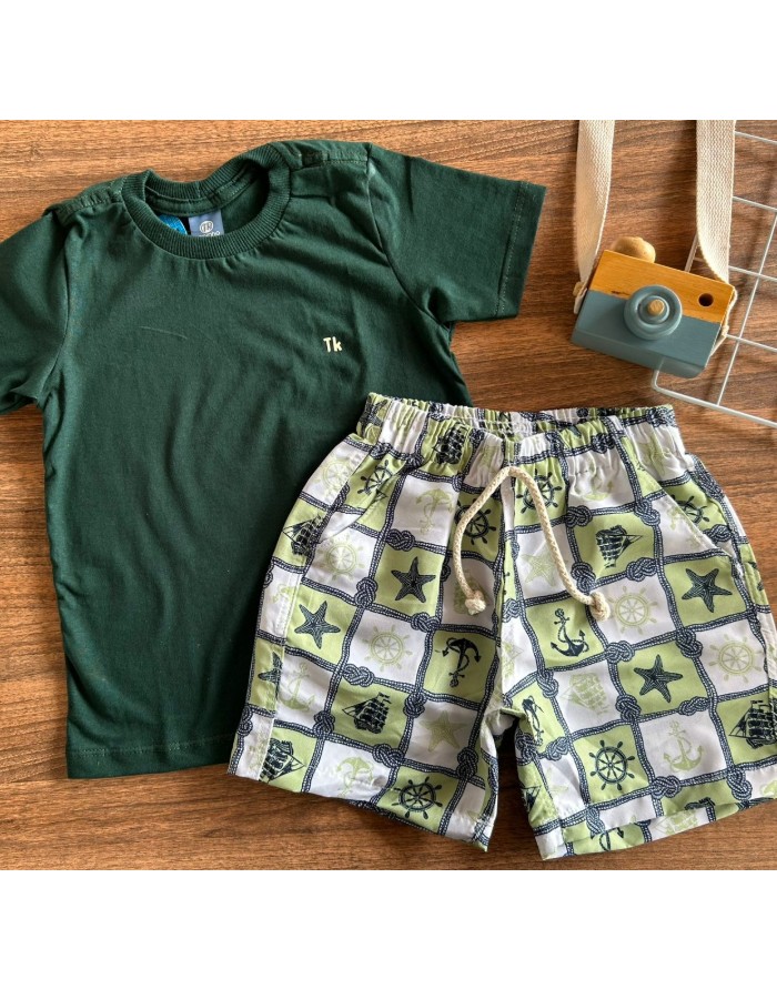 CONJUNTO BERMUDA TACTEL + CAMISA