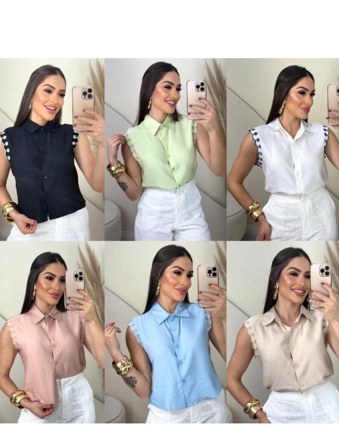 Blusa Crepe Seda C/Gola