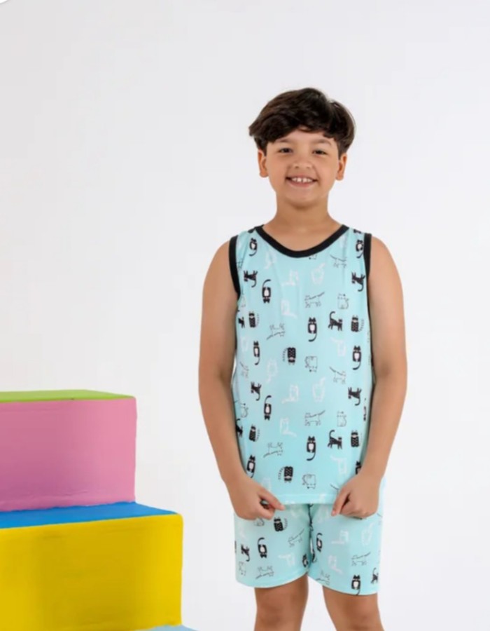 Pigama regata shorte estampado masculino 