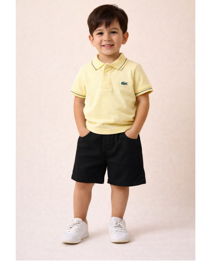 CONJUNTO DE GOLA POLO PICKET LACOSTE E SHORT LINHO LACOSTE