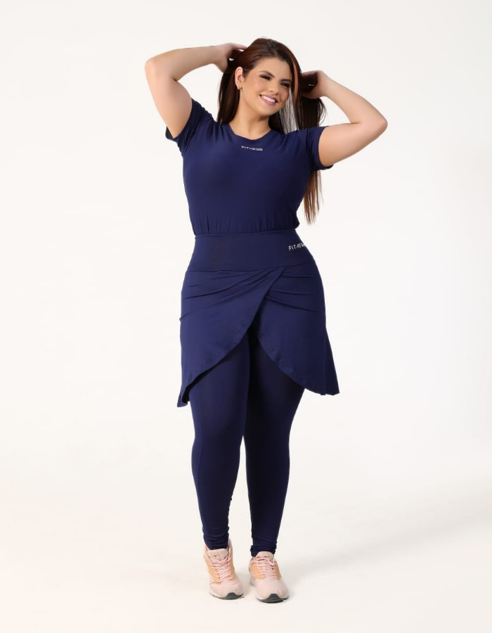 CONJUNTO CALÇA SAIA BORBOLETA E BABY LOOK PLUS POLIAMIDA