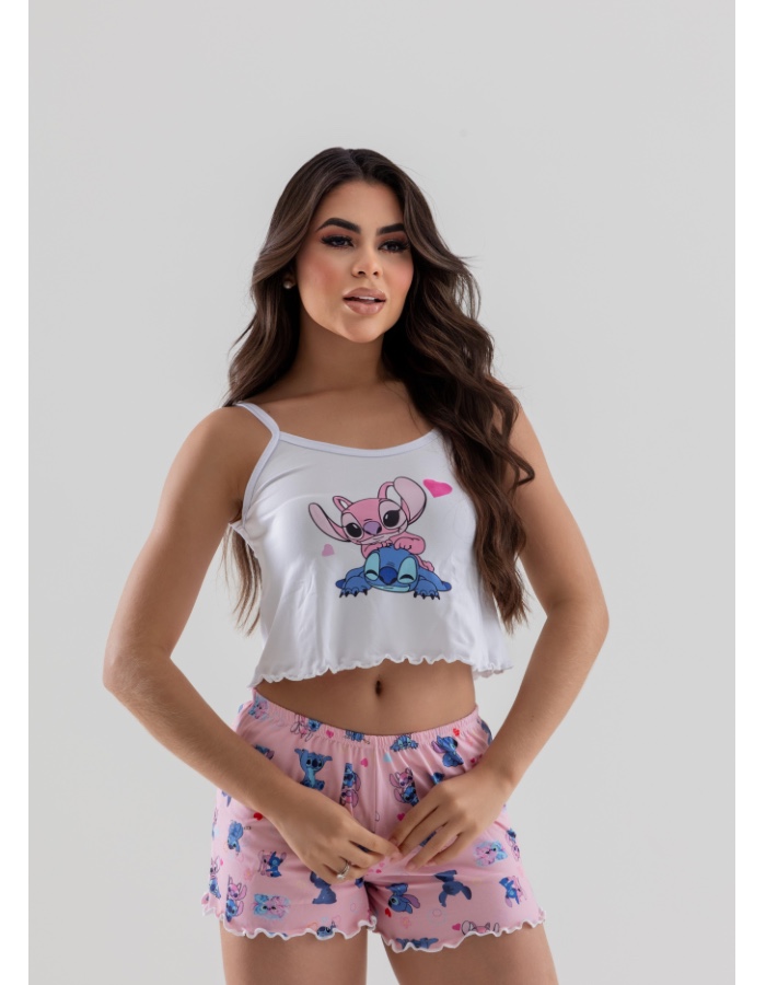BABY DOLL C ONDINHAS CROPPED ESTAMPADO 