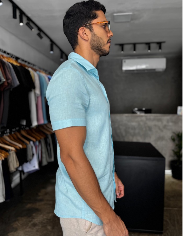 Produto linho-italiano-manga-curta-azul-turquesa 1
