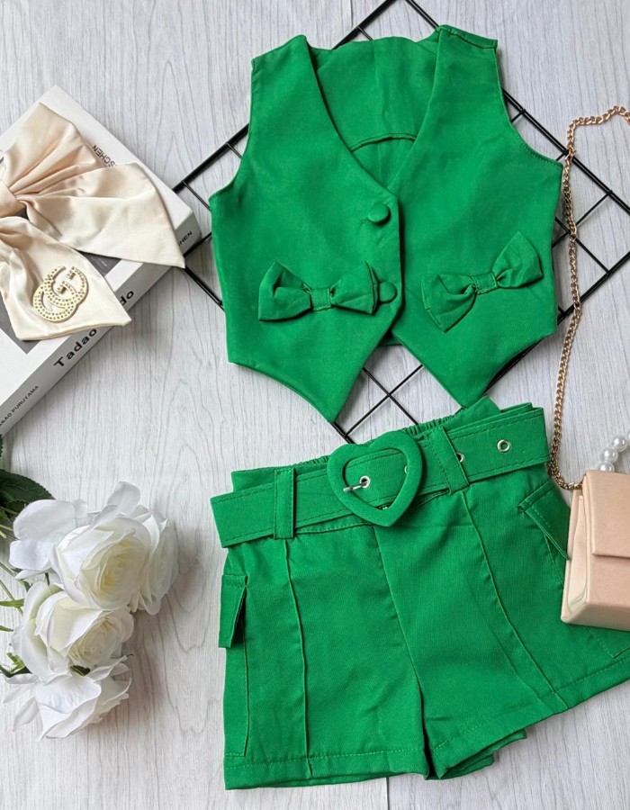 CONJUNTO COLETE COM SHORT E CINTO - BRASIL