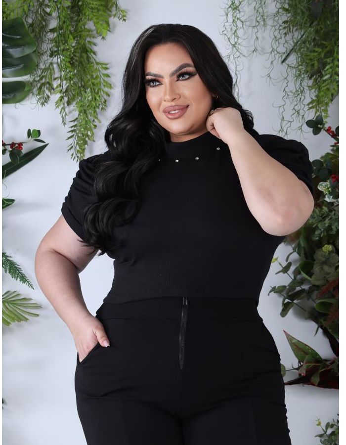 Semi cropped manga princesa em pérola DOURADA/PRATA