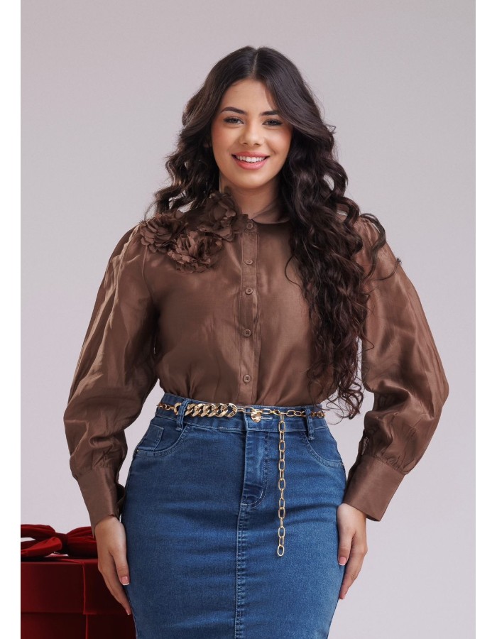 BLUSA MANGA LONGA DE FLOR