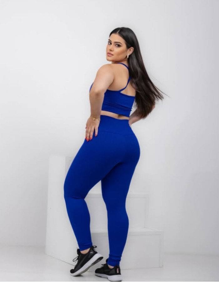 CONJUNTO CALÇA JACQUARD WAVE COM TOP CRUZADO