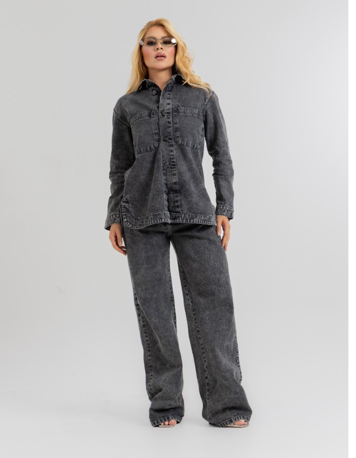 CALÇA WIDE LEG BLACK 100% ALG