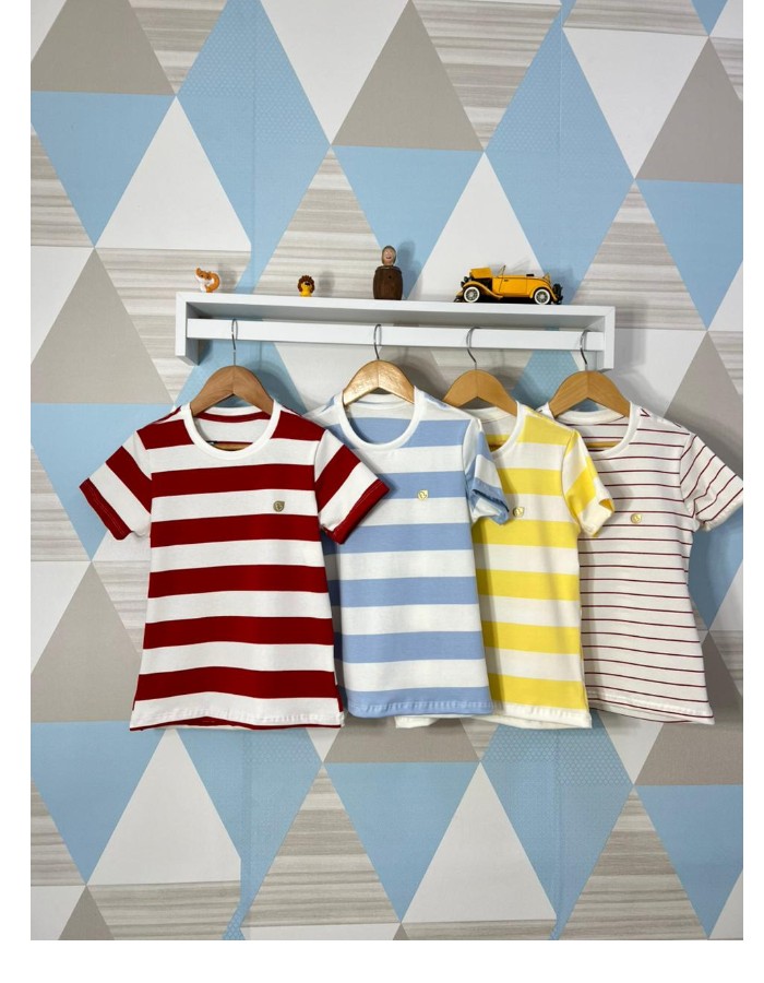CAMISA LISTRADA INFANTIL MALHA MENEGTTI 100% ALGODÃO