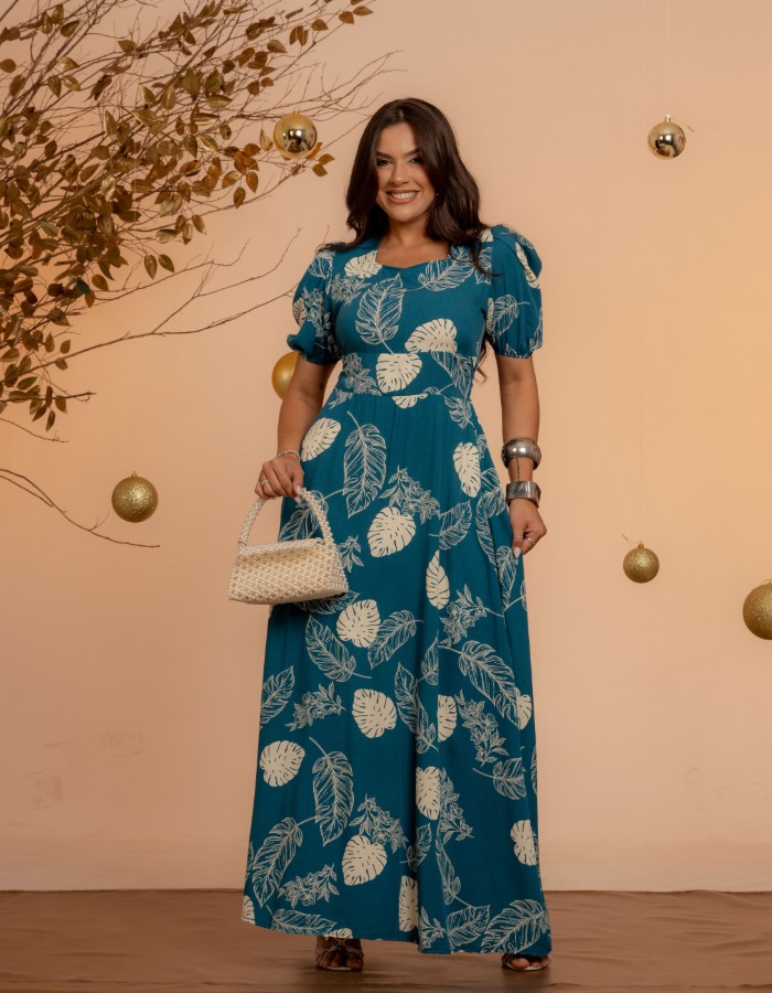 VESTIDO LONGO SAIA GODÊ( TEC. VISCOLINHO )