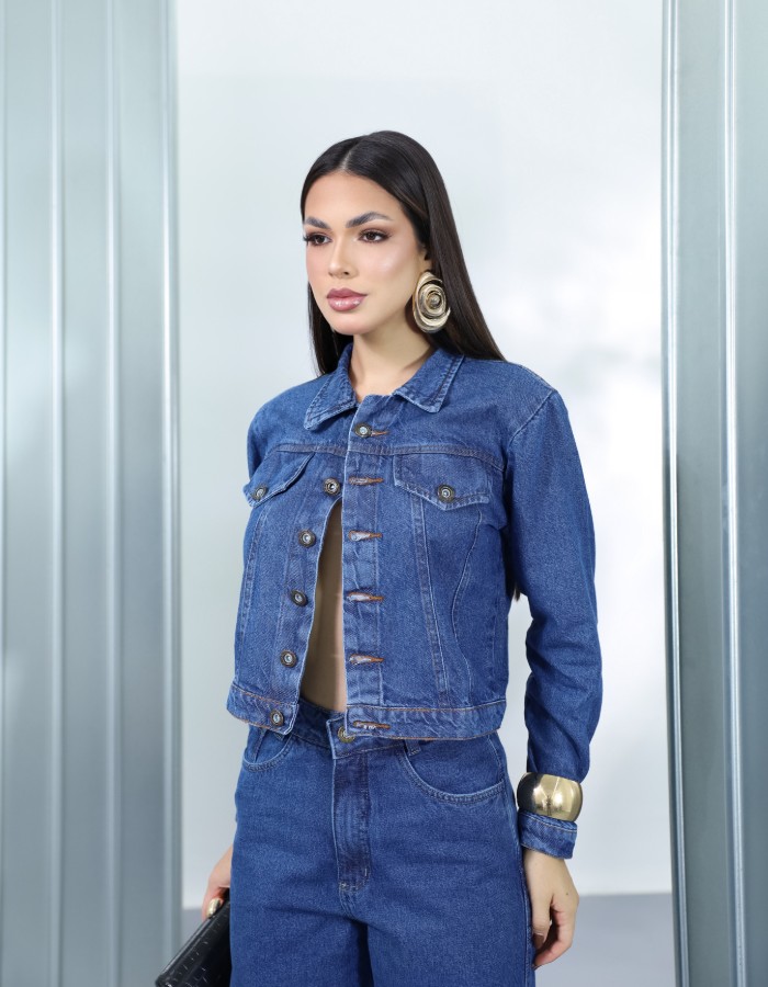 JAQUETA JEANS COM BOTÕES
