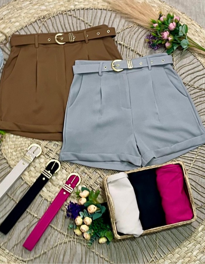 SHORT BARRA VIRADA C/ CINTO