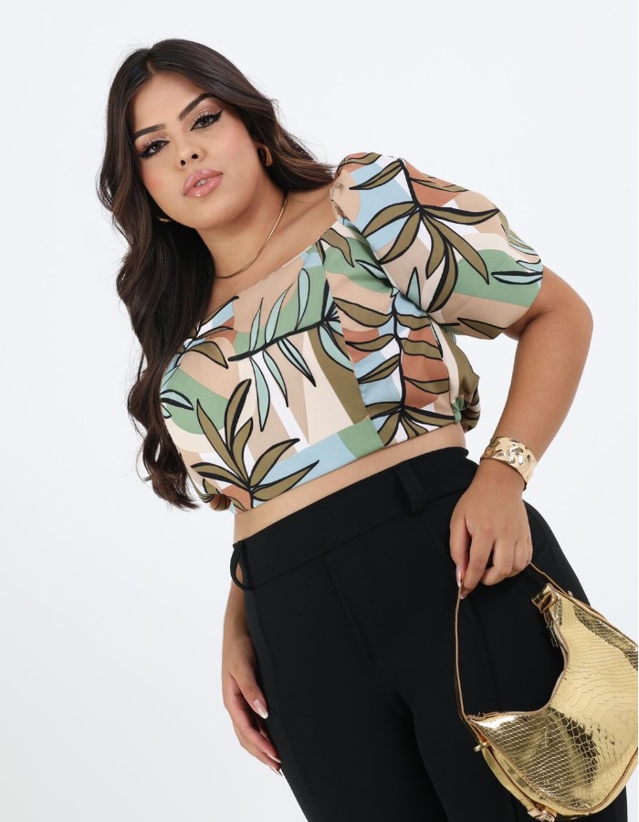 Cropped manga bufante 