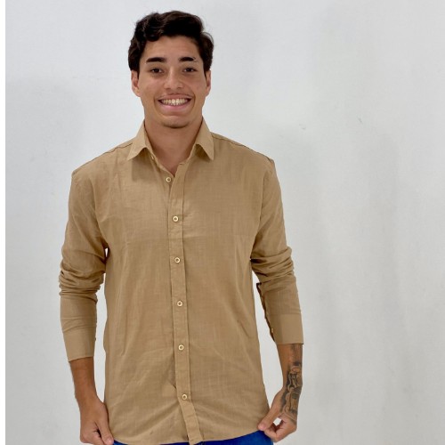 CAMISA MANGA LONGA LINHO GOLA TRADICIONAL