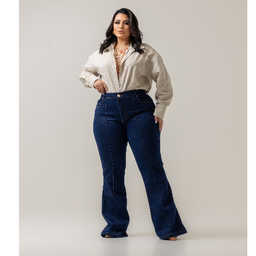 CALÇA FLARE PINÇA FRENTE AMACIADA