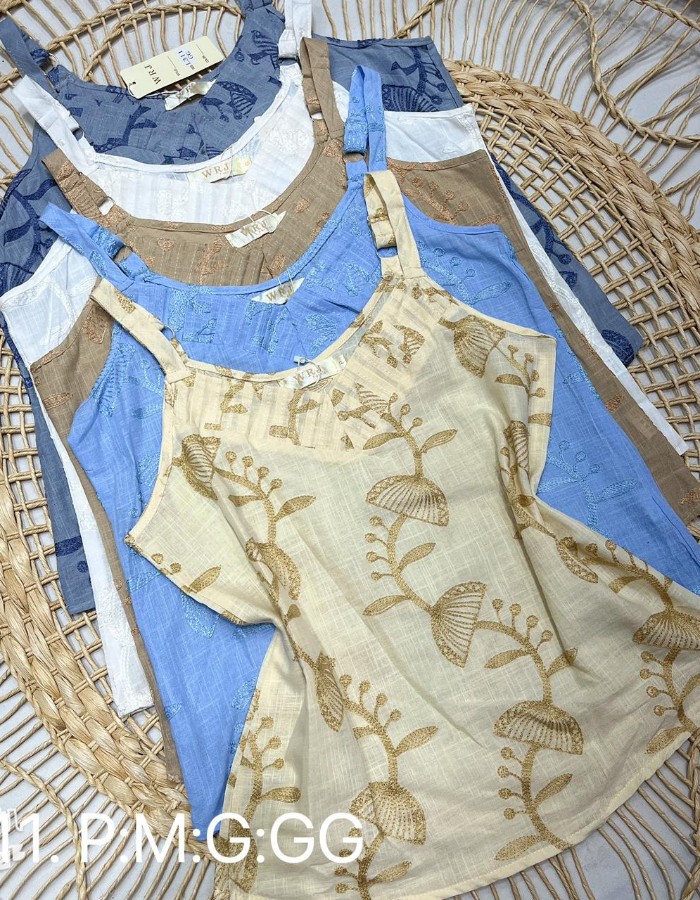 REGATA TECIDO LINHO BORDADA 