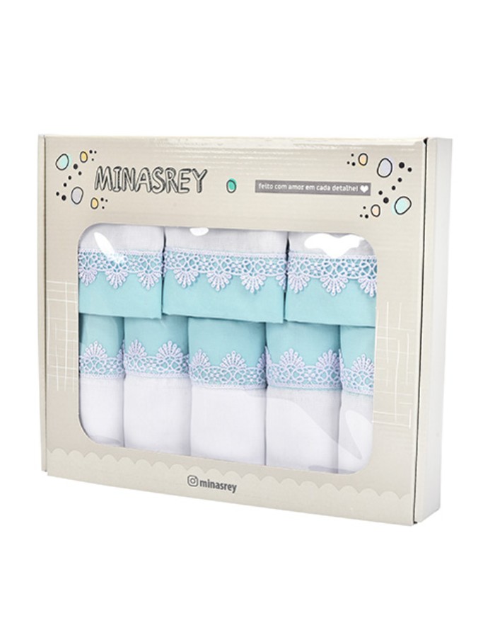 KIT PRESENTE RENDA CORES MINASREY 5 FRALDAS DE OMBRO 3 FRALDAS DE BOCA