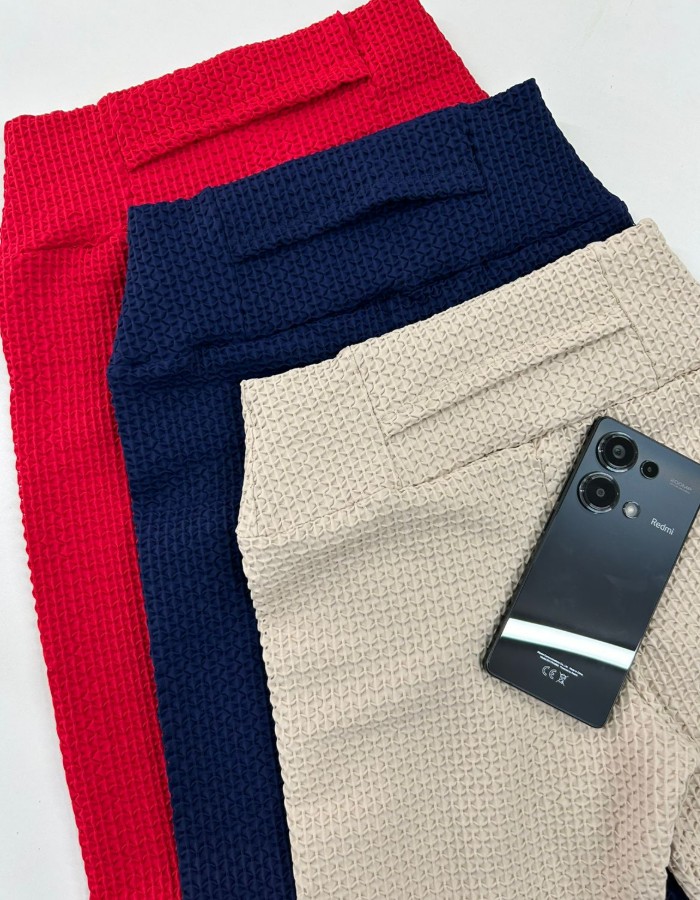 CALÇA INTEIRA BOLSO CÓS BROCADO