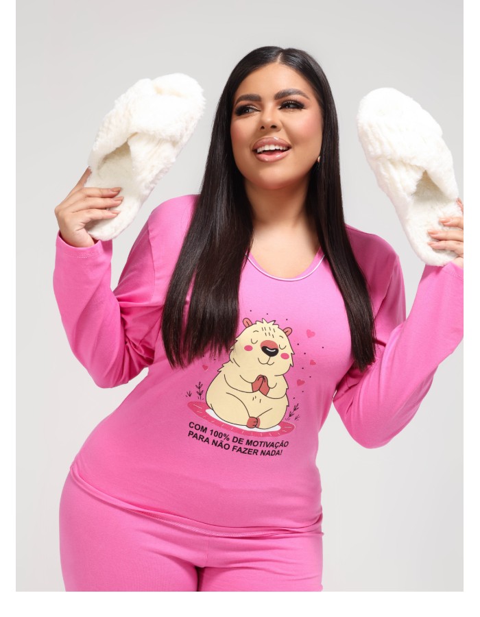 Pijama Manga Longa Plus Size 