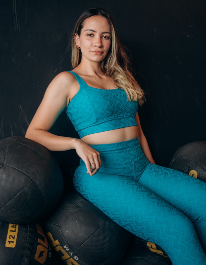 CONJUNTO CALÇA JACQUARD PRISMA COM TOP DE ALÇA LARGA