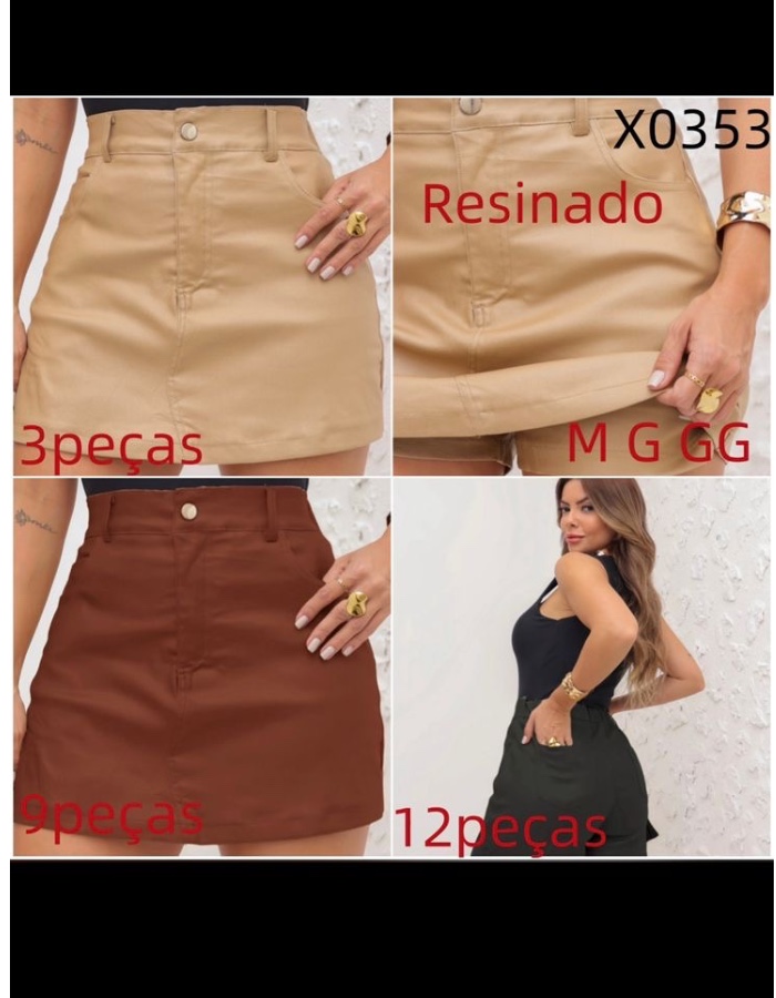Short saia couro 