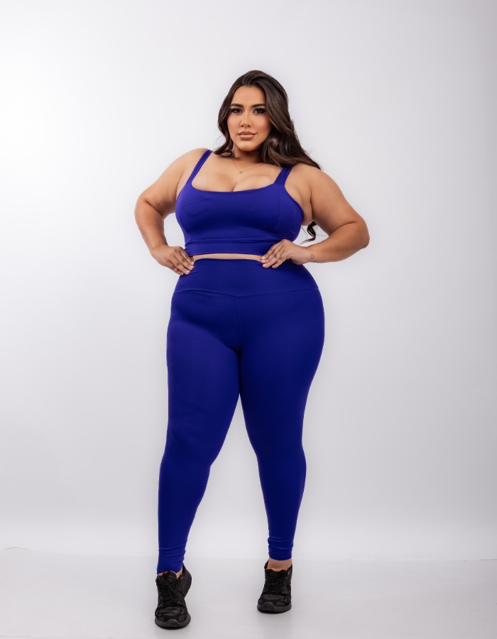 CONJUNTO CALÇA POLIAMIDA BLACKOUT COM TOP DE ALÇA LARGA