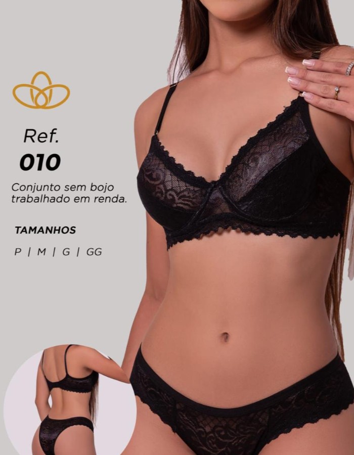 LINGERIE SEM BOJO COM ARO RENDADO REF 010