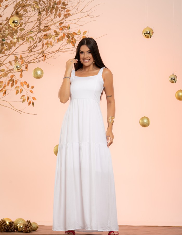 VESTIDO LONGO DE ALÇA ( TEC. VICOLINHO )