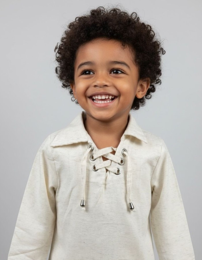 BATA MANGA LONGA EM LINHO INFANTIL 