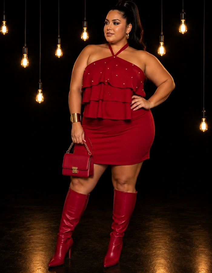 vestido com babado e taxinha