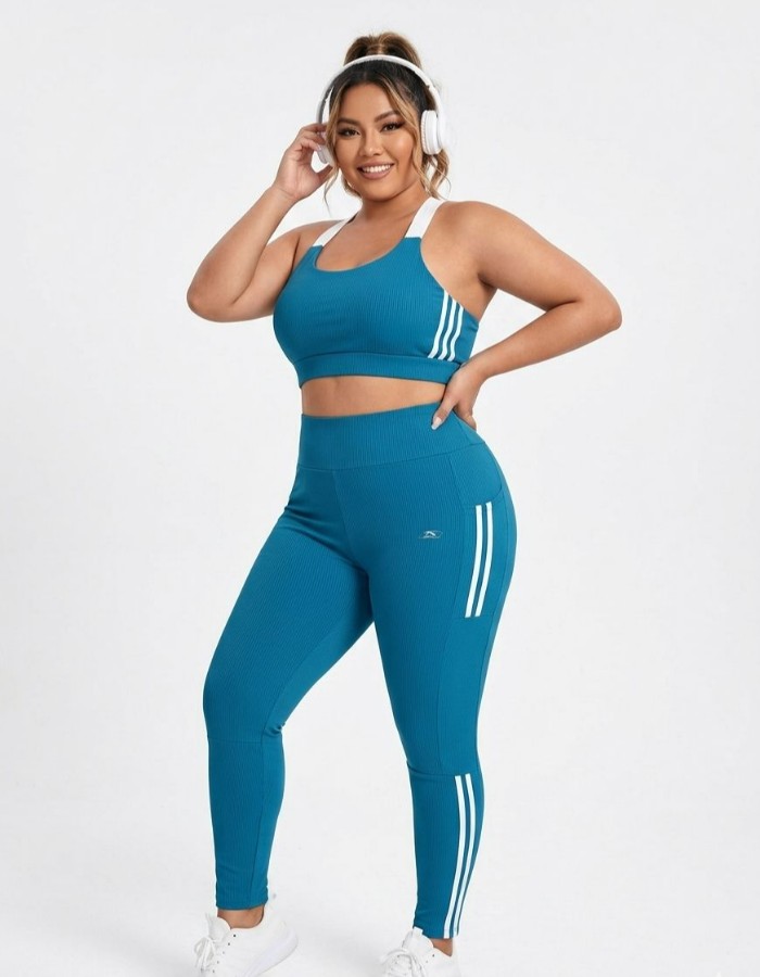 CONJUNTO CALÇA BOLSO TOP ALÇA LARGA PLUS