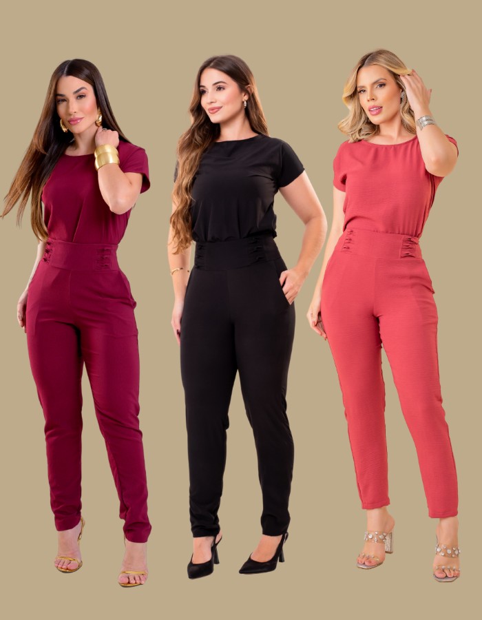 Conjunto Social Calça e Blusa com Manga