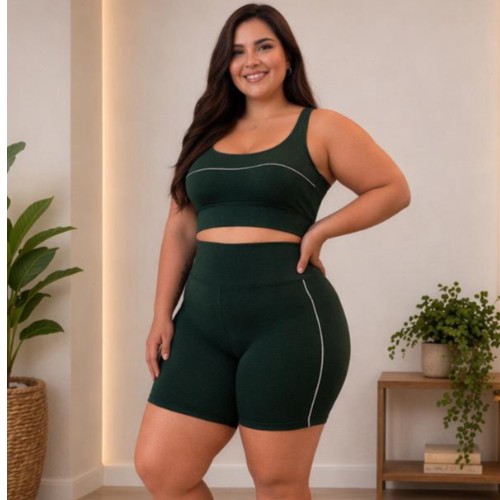 conjunto de short e top com friso