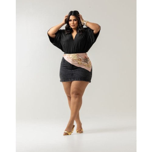 MINI SAIA BLACK COM LENÇO