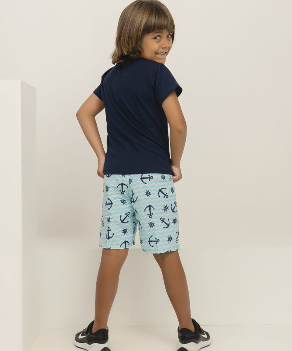 Conjunto com short tactel estampado 