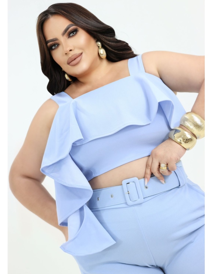 Cropped Karolly c/ detalhe babado 