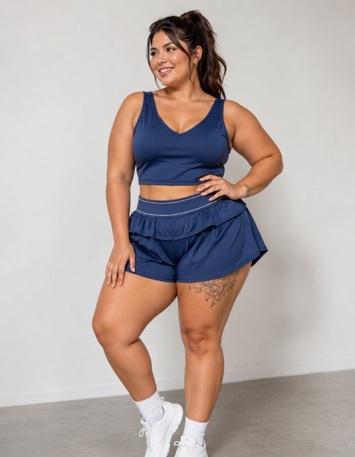 CONJUNTO SHORT E TOP V EM POLIMIDA