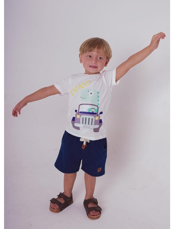 CONJUNOTO CAMISA ESTAMPADA INFANTIL SHORT LISO