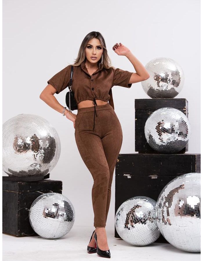 CONJUNTO BLUSA FRANJAS E CALÇA