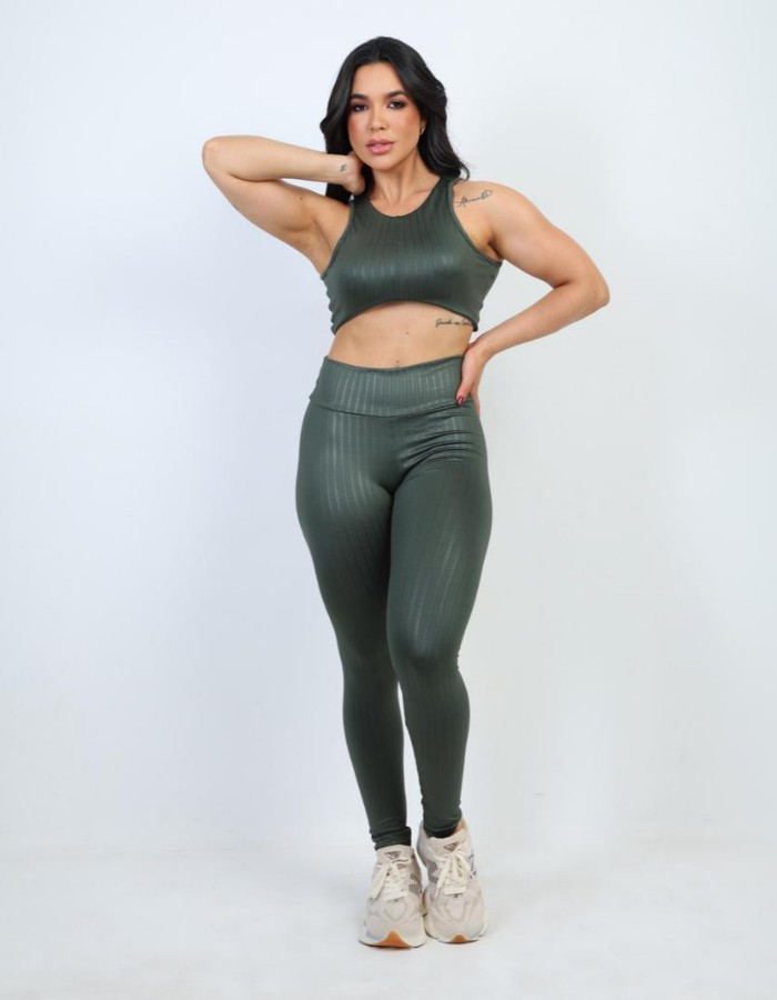 Conjunto calça e top textura