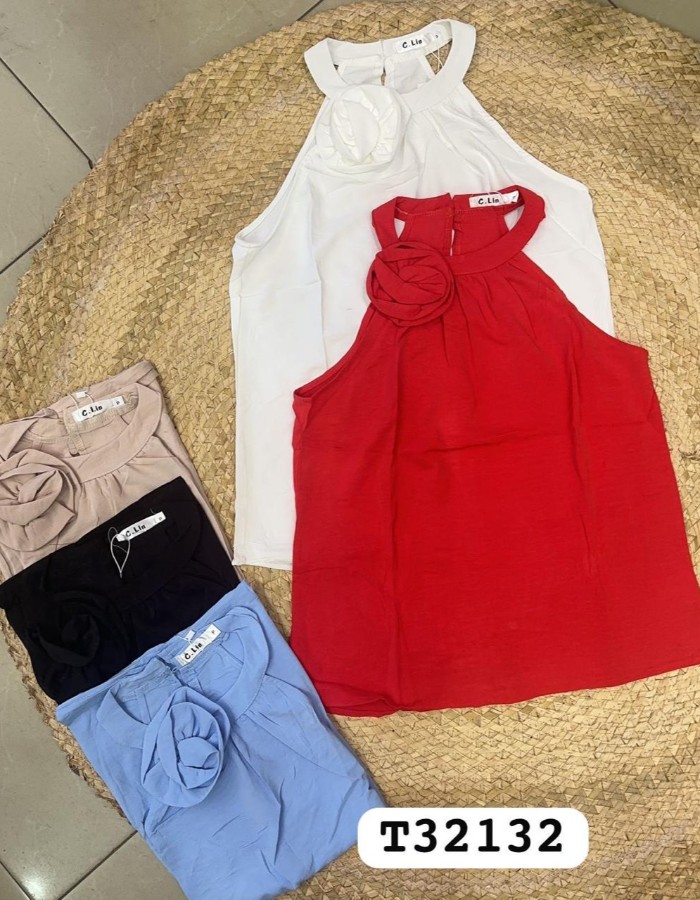 BLUSA CREPE SEDA COM FLOR 