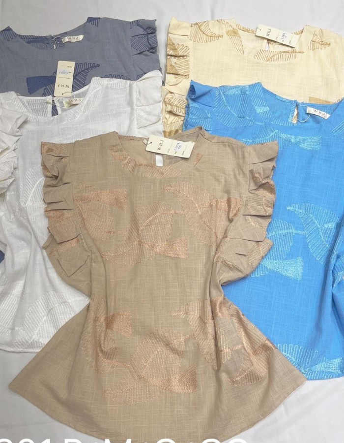 BLUSA TECIDO LINHO COM ALGODÃO BORDADA 